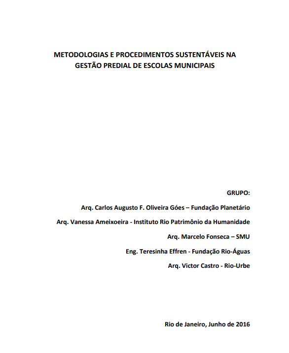 GTT SUSTENTABILIDADE 2: SUSTENTABILIDADE NA GESTÃO PREDIAL DE ESCOLAS MUNICIPAIS