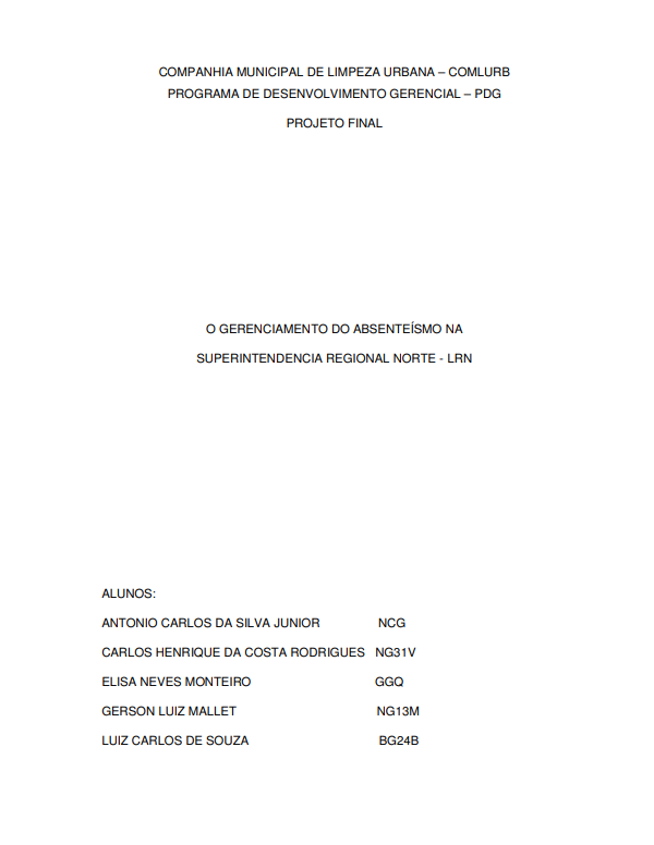 O GERENCIAMENTO DO ABSENTEÍSMO NA SUPERINTENDÊNCIA REGIONAL NORTE – LRN